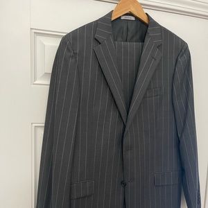 Hickey Freeman Pinstripe Grey Suit